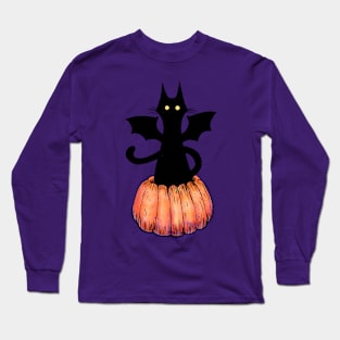 Bat Cat in a Pumpkin Long Sleeve T-Shirt